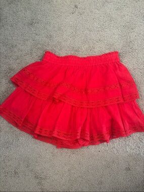 Altar'd State Red Tiered Lace-Trim Skort